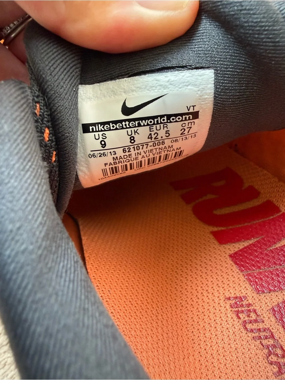 Nike Air Max Men’s Dark Gray and Orange Athletic Running Shoes